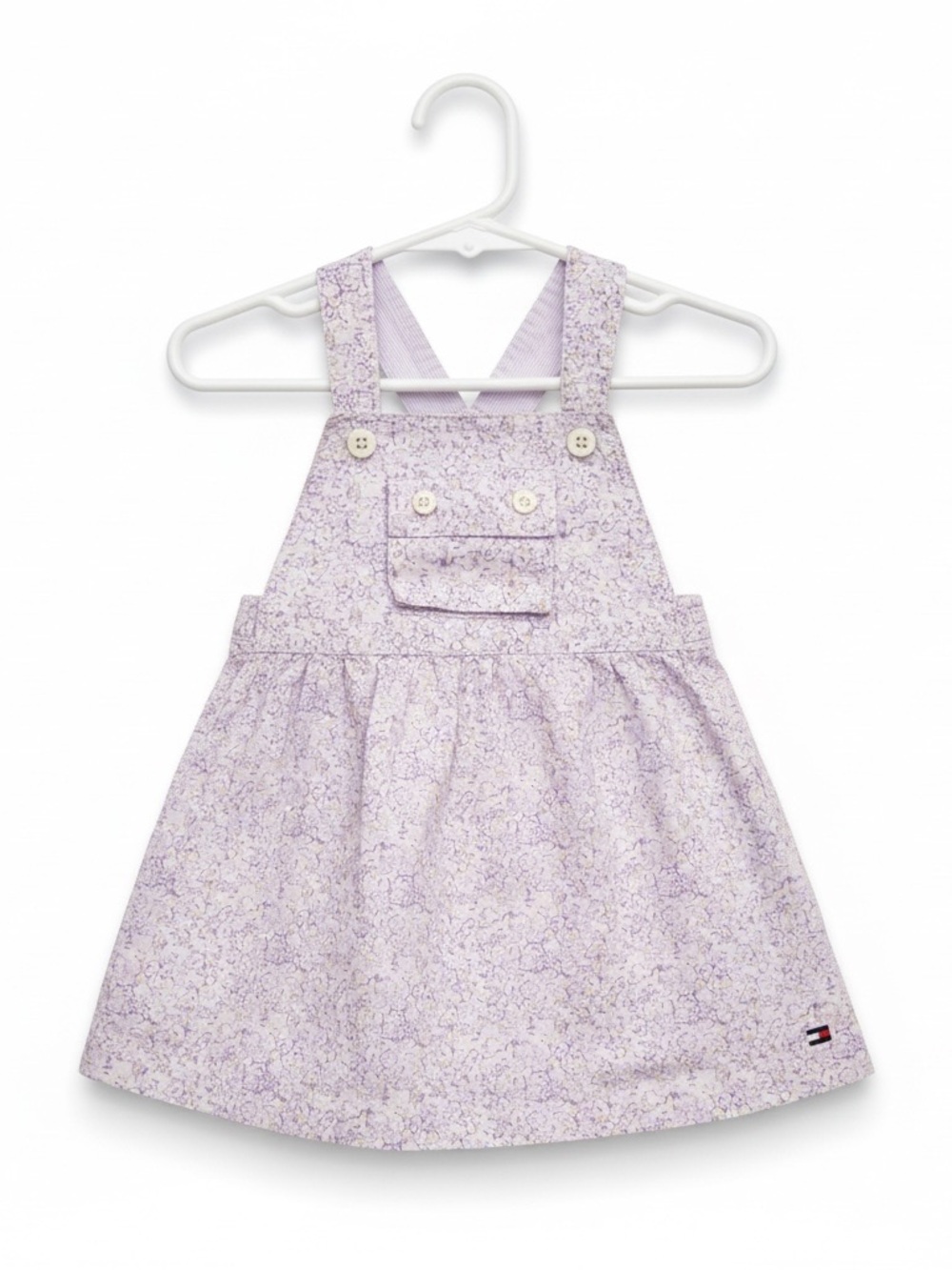 Vintage Tommy Hilfiger Lavender Floral Pinafore Jumper 6-12 MOS.